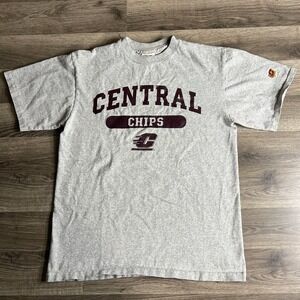 VTG Central Michigan Chippewas T Shirt Mens Medium Grey 1990s Chips‎ Made in USA
